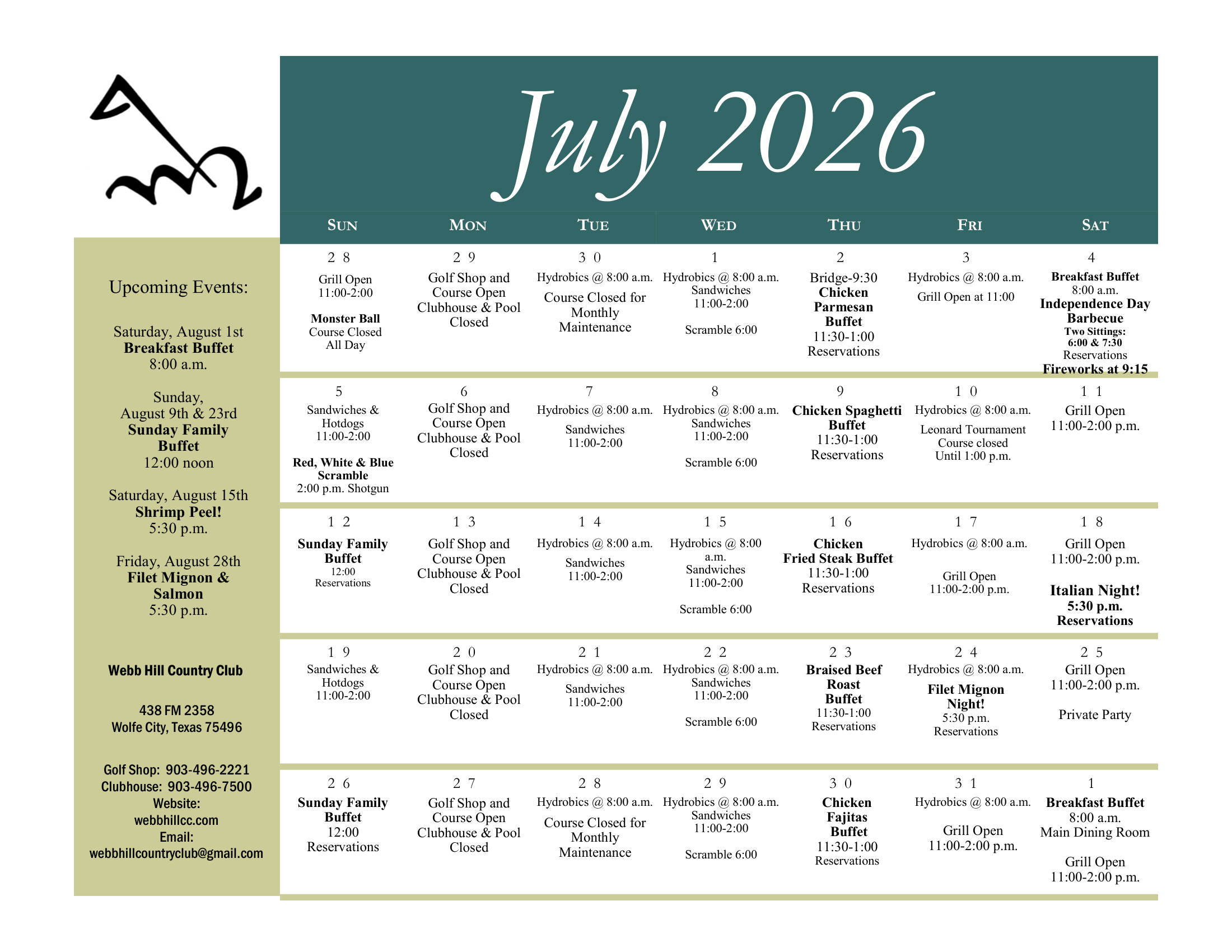 July 2026 Calendar